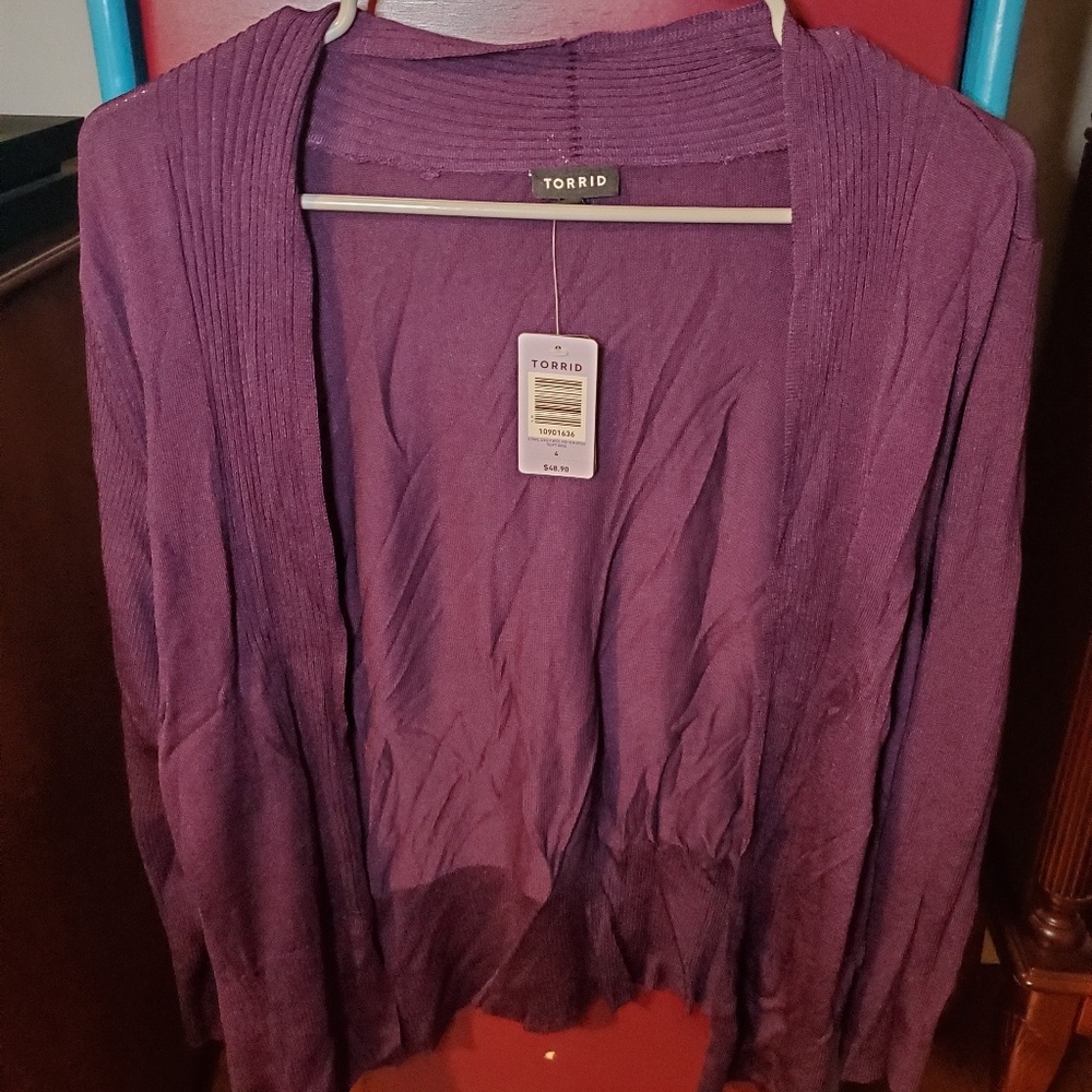 Torrid Purple Open Cardigan